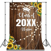 Lofaris Glitter And Sunflowers Class Of 2022 Wooden Backdrop